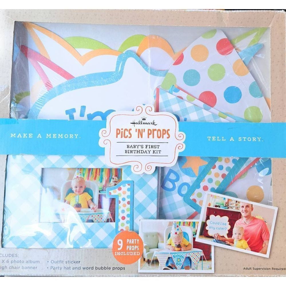 Baby Boy 1st Birthday Kit Hallmark Decorations Props